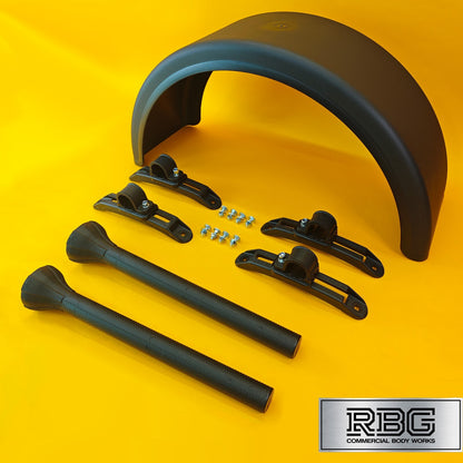 Single Wheel Round Mudguard + Brackets & Wing Stays 840x270mm Domar Truck