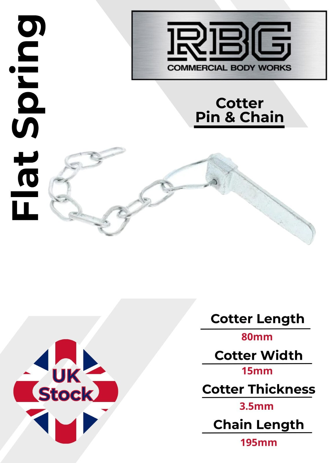 1x Flat Sword Cotter Pin Tab Washer & Chain Trailer Horsebox Dropside Tail Gate