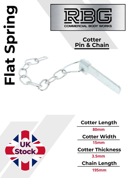 1x Flat Sword Cotter Pin Tab Washer & Chain Trailer Horsebox Dropside Tail Gate