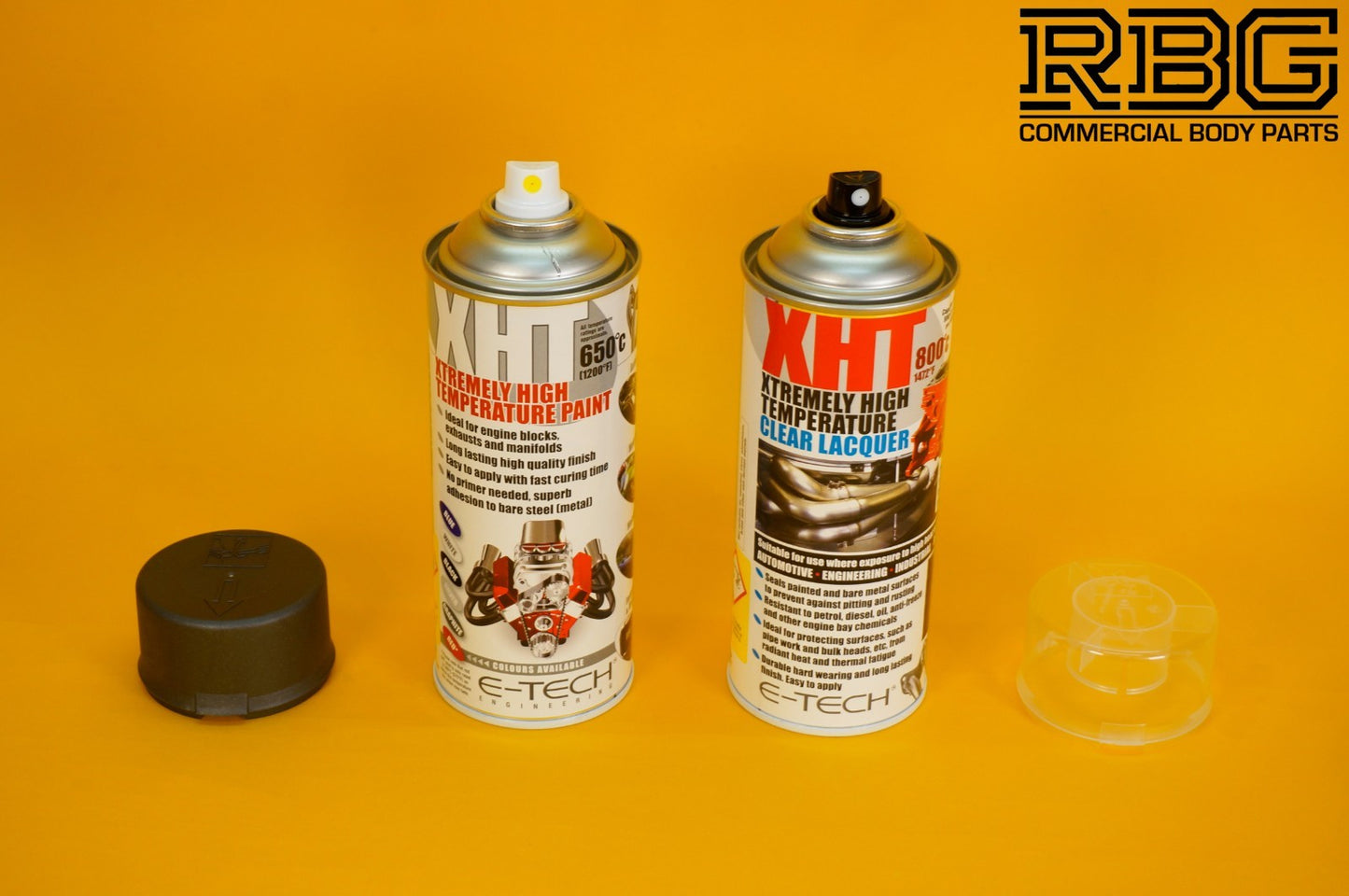 Extremely High Temperature Paint GRAPHITE + CLEAR COAT LACQUER 400ml E-TECH XHT