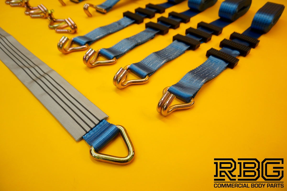 4Pcs Recovery Ratchet Strap 5T Over Wheel 4mx50mm + Axle Recovery Strap 1mx50mm