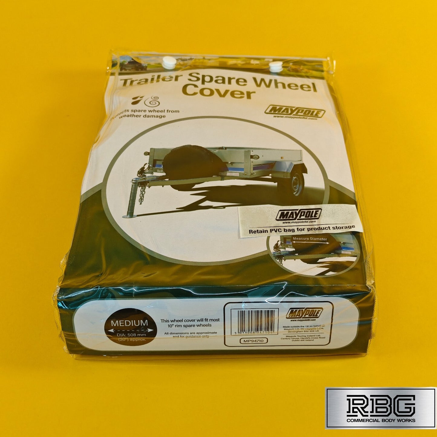 Trailer Spare Wheel Cover for 10 inch Wheel Rim PVC Cotton Weatherproof Black UK