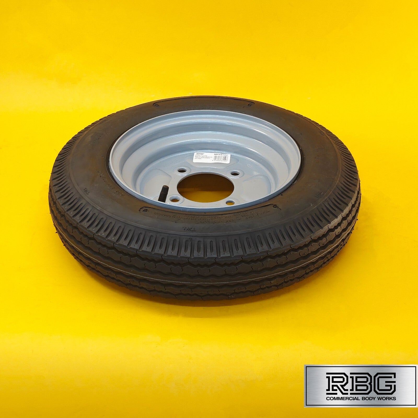 Spare Wheel & Tyre 400x10 for MP6815 Trailer 115mm PCD Silver 10″ Diameter UK