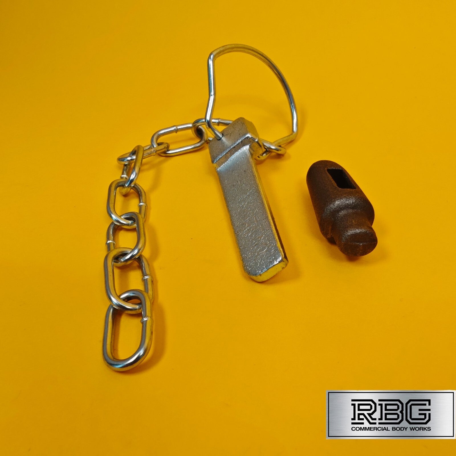 Flat Sword Cotter Pin & Chain + WELD-ON Lug Peg for Trailer Truck Tail Gates