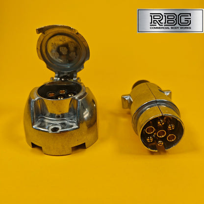 Aluminium Socket + Plug 7 Pin 12N Type For Trailer Caravan Towing 12V Towbar