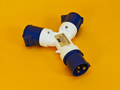 2 Way Hook-Up Splitter 230V Electric Mains Lead Adaptor for Camping Caravan UK