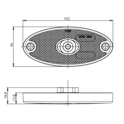 Side Marker Light Oval Amber LED Slim Line WAS 12/24V Lamp for Trailer Caravan