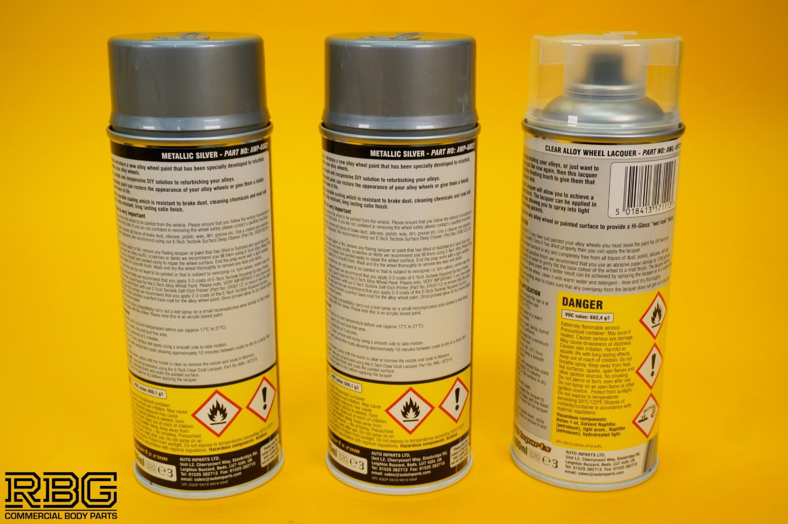 2x Alloy Wheel Paint METALLIC SILVER + 1x Clear Lacquer Spray Refurbishment Kit