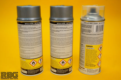 2x Alloy Wheel Paint METALLIC SILVER + 1x Clear Lacquer Spray Refurbishment Kit