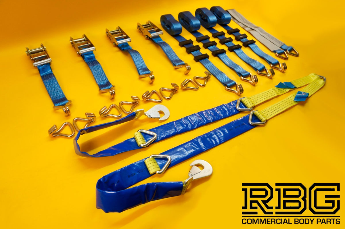 4x Ratchet Strap 5t Over Wheel + Axle Recovery Strap + Winching Assistance Strap