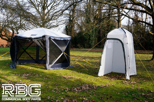 Pop Up Screen House + Utility Shower Tent Outdoor Camping Gazebo 6 Sided Shelter
