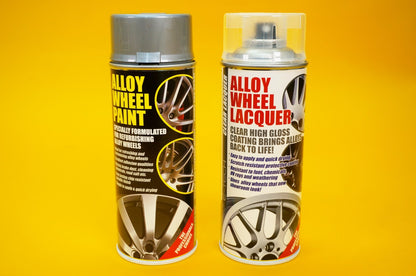 Alloy Wheel Paint METALLIC SILVER + Clear Lacquer Spray Car Refurbishment Kit