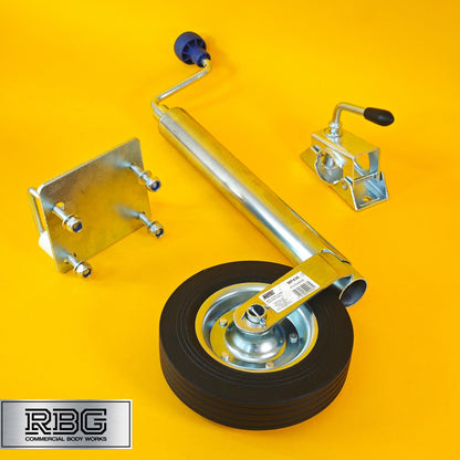 48mm Jockey Wheel + Clamp + Fixing Kit For Trailer / Caravan 100Kg 570mm-810mm