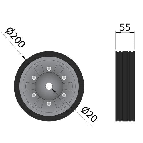 Spare Wheel for Jockey Wheels Replacement for Trailer Rubber Tyre 200mm UK