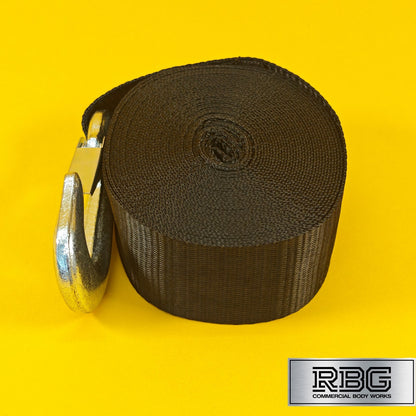 Winch Strap with Hook 7m Long x 50mm Width 1500kg Breaking Strain for Trailers