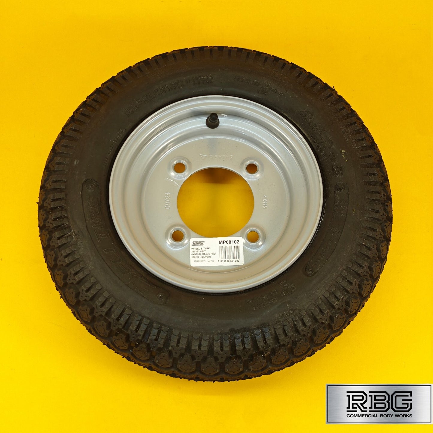 Spare Wheel & Tyre 3.50x8, 350x8 for Erde 102 Maypole 6810 115mm PCD Trailer UK