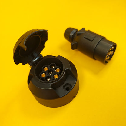 7 Pin Socket + Plug 12N Type For Trailer Caravan Towing 12V Towbar Plastic Brass