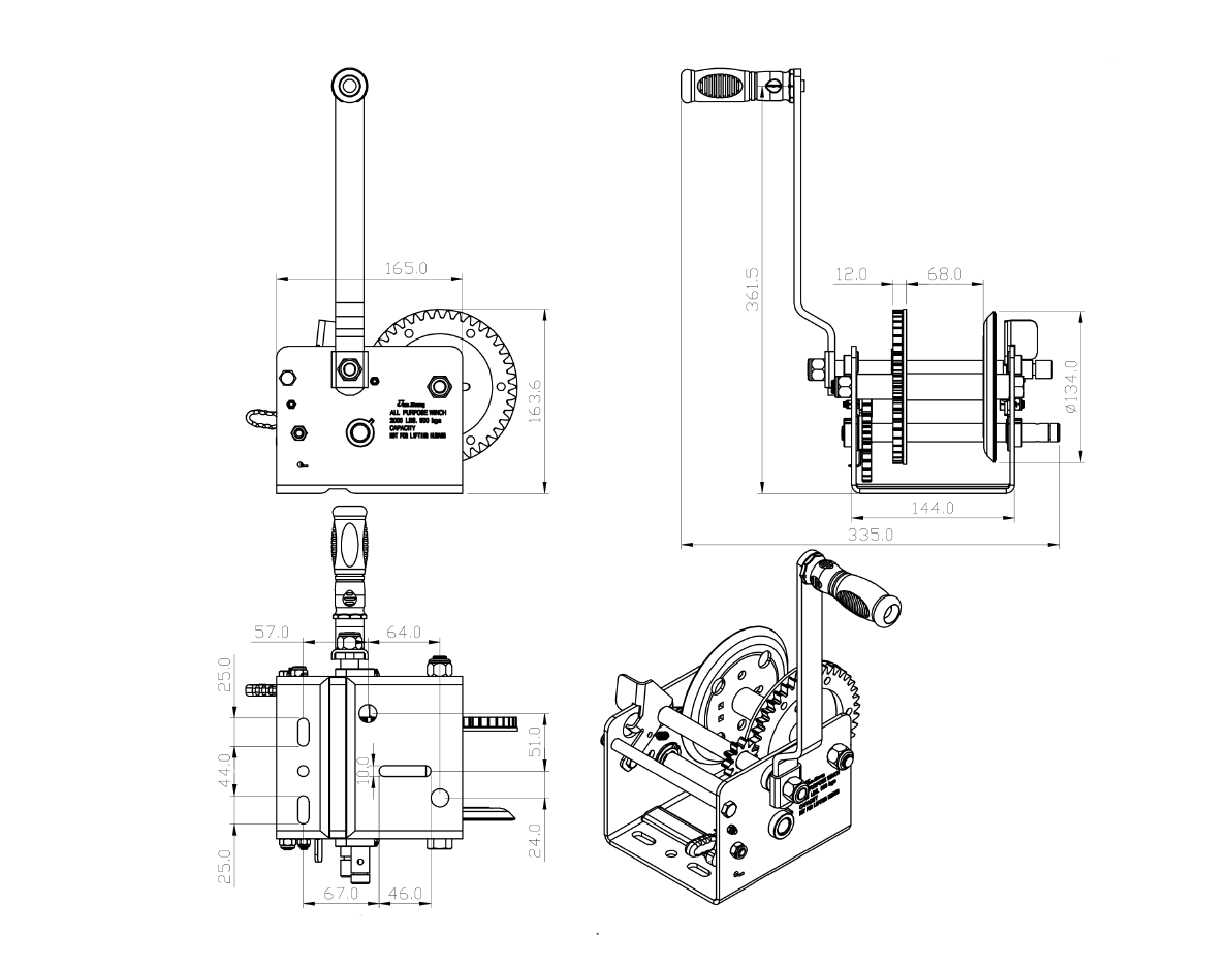 2000Lb Hand Winch + Strap & Hook 900Kg Professional Dual Speed Heavy Duty 7M UK