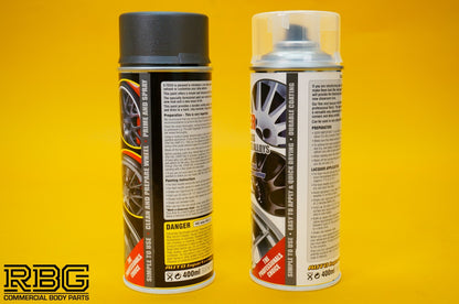 Alloy Wheel Paint TECHNIK GREY + Clear Lacquer Spray Car Refurbishment E-TECH