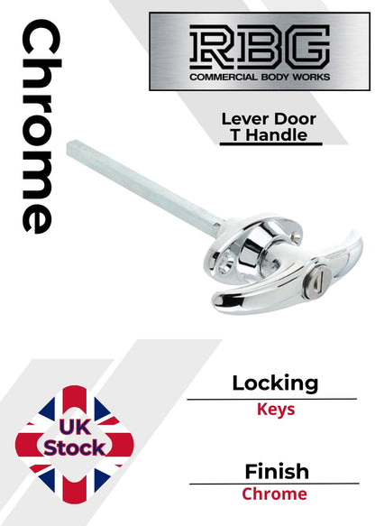 Chrome Locking T Handle T Shape Handle Trailer Doors Horsebox Caravan Camper