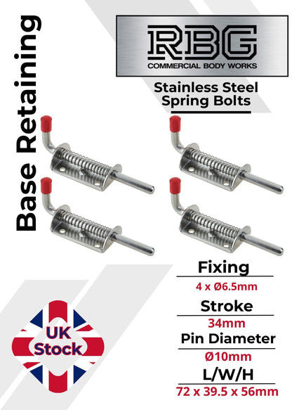 Spring Loaded Retaining Shoot Bolts - Gate Door Catch Stable Horse Box Trailer