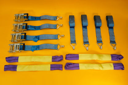 Ratchet Strap Recovery 2Ton Tie Down Alloy Wheel Hi-Vis Blue Lashing SET 4Pcs