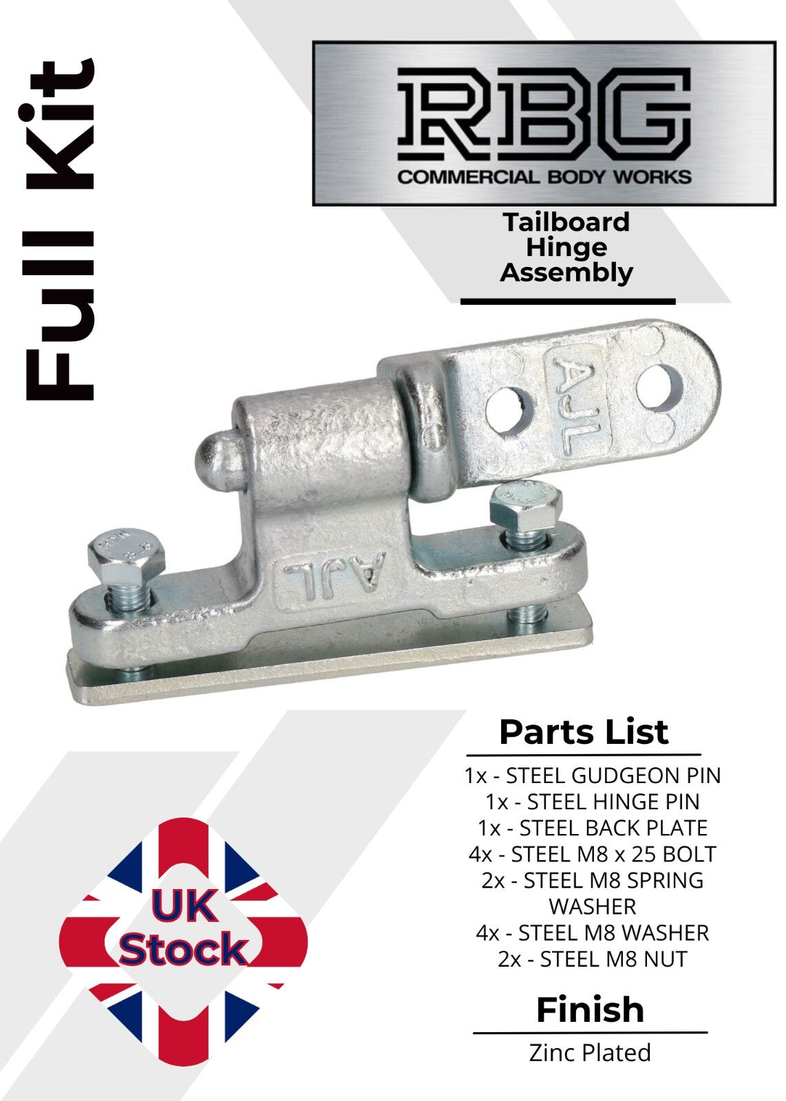 Tailgate Hinge Assembly Set/Kit for Tailboard, Tippers, Trucks, Trailers, Skips