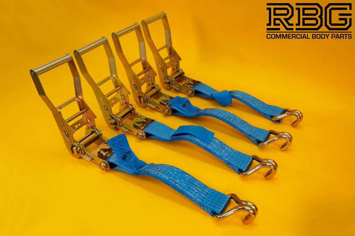 4Pcs Recovery Ratchet Strap 5T Over Wheel 4mx50mm + Axle Recovery Strap 1mx50mm