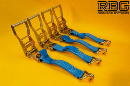 4Pcs Recovery Ratchet Strap 5T Over Wheel 4mx50mm + Axle Recovery Strap 1mx50mm
