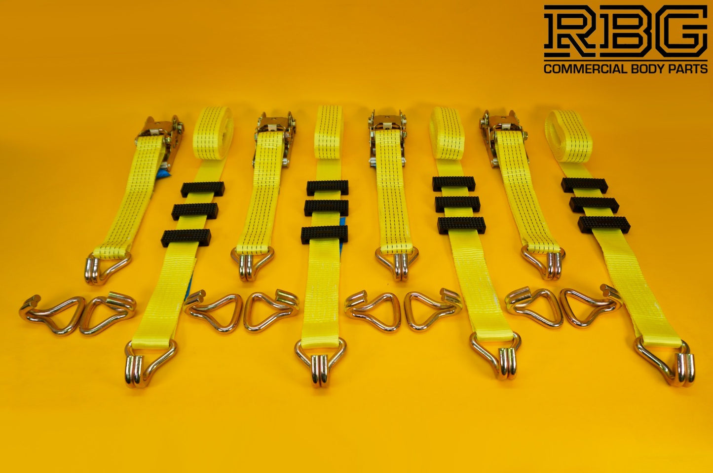 Recovery Ratchet Strap 5ton Over Wheel Tie Down Hi-Vis Yellow + Grip SET 4Pcs