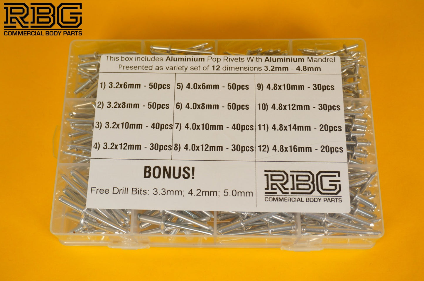 Blind Pop Rivets Assorted Aluminium Head/Shank 12 Sizes + FREE DORMER DRILL BITS