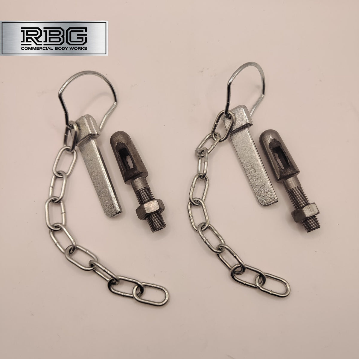 2x Flat Sword Cotter Pin & Chain + BOLT-ON Lugs / Pegs Trailer Truck Tail Gates