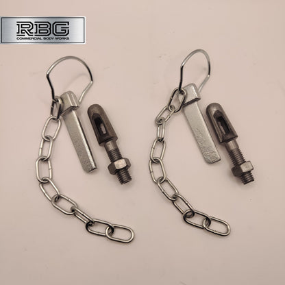 2x Flat Sword Cotter Pin & Chain + BOLT-ON Lugs / Pegs Trailer Truck Tail Gates