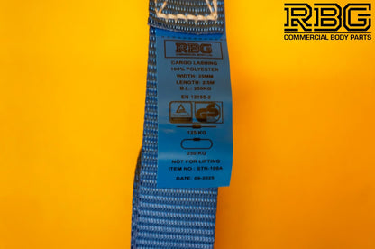 Cam Buckle Lashing Strap 250kg Blue Tie Down 2.5m Trailer Cargo Safety Roof Rack