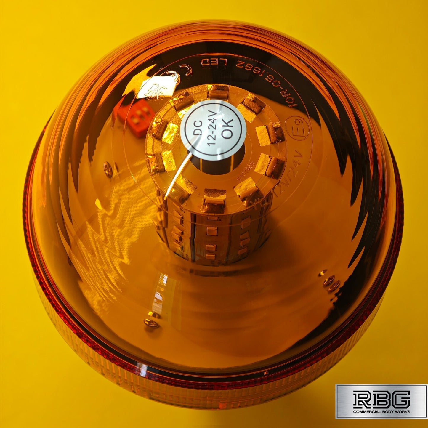 Warning Beacon Light Amber Flexi Din 40 LED Flashing Pole Mount Rotating 12/24V