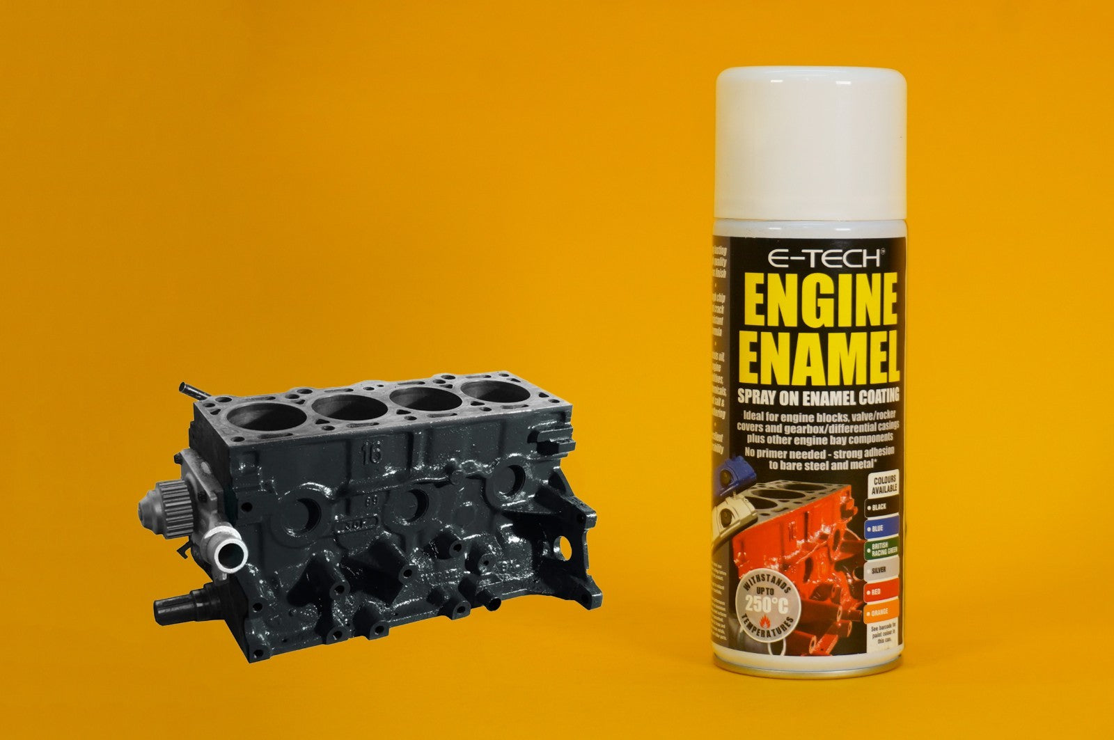Engine Enamel BLACK Spray Coating 400ml E-TECH Heat Resistant Paint Car Vehicle