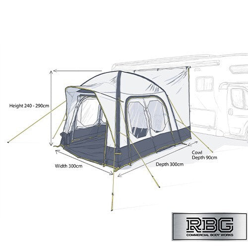 Malvern Air Driveaway Awning for Motorhome Campervan Polyester Water Resistant