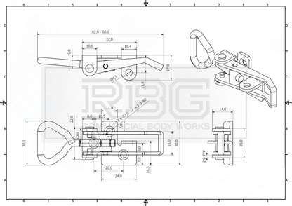 1x Over Centre Fastener OJOP + Catch Plate SMALL LOCKING Trailer Truck Caravan