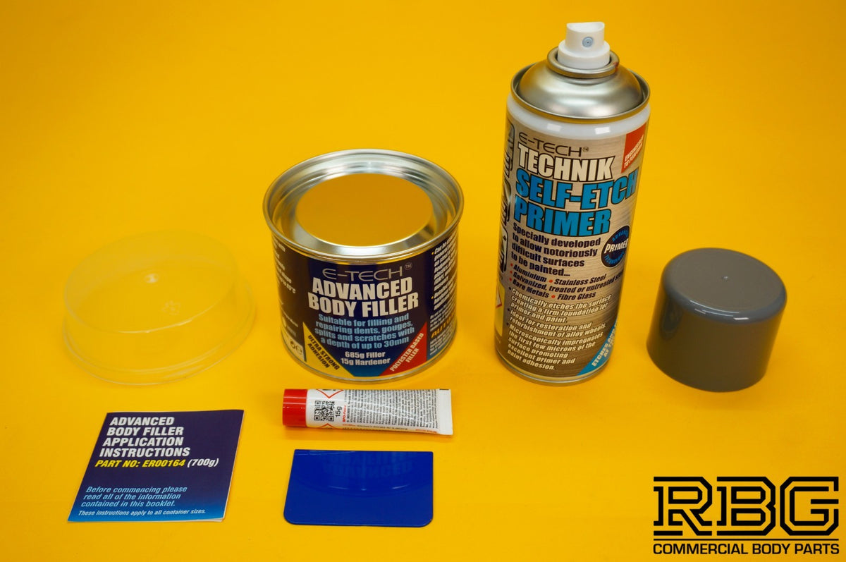 Advanced Body Filler + Technik Self Etch Primer Spray GREY Car Bodywork E-TECH