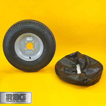 Wheel & Tyre + Cover 500x10 Inch for Trailers 4 Ply 4 Studs 4″ PCD Diameter 10″