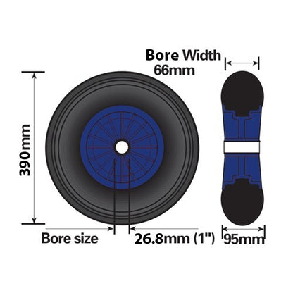 Launch Trolley Wheel 15″ 385mm Pneumatic for Trolleys, Boat Trailers Dinghy UK