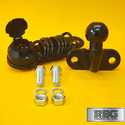 Tow Ball + Socket Assembly 12N 7 Pin 50mm Tow Hitch Black Heavy Duty Caravan UK