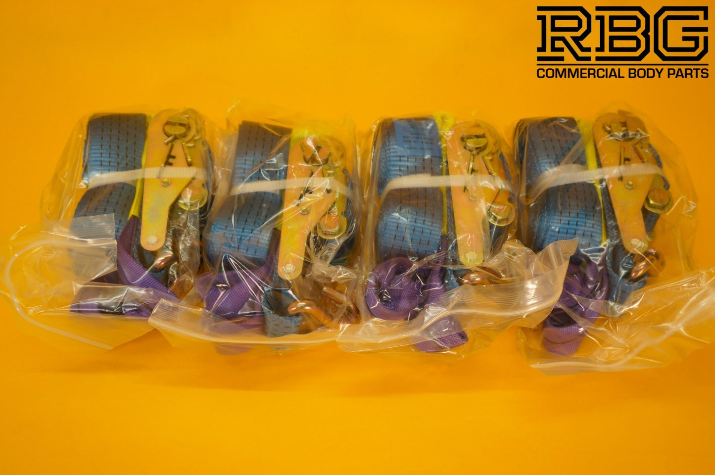 Recovery Ratchet Strap SET 4Pcs Tie Down 5ton High-Visibility Blue Safety Straps