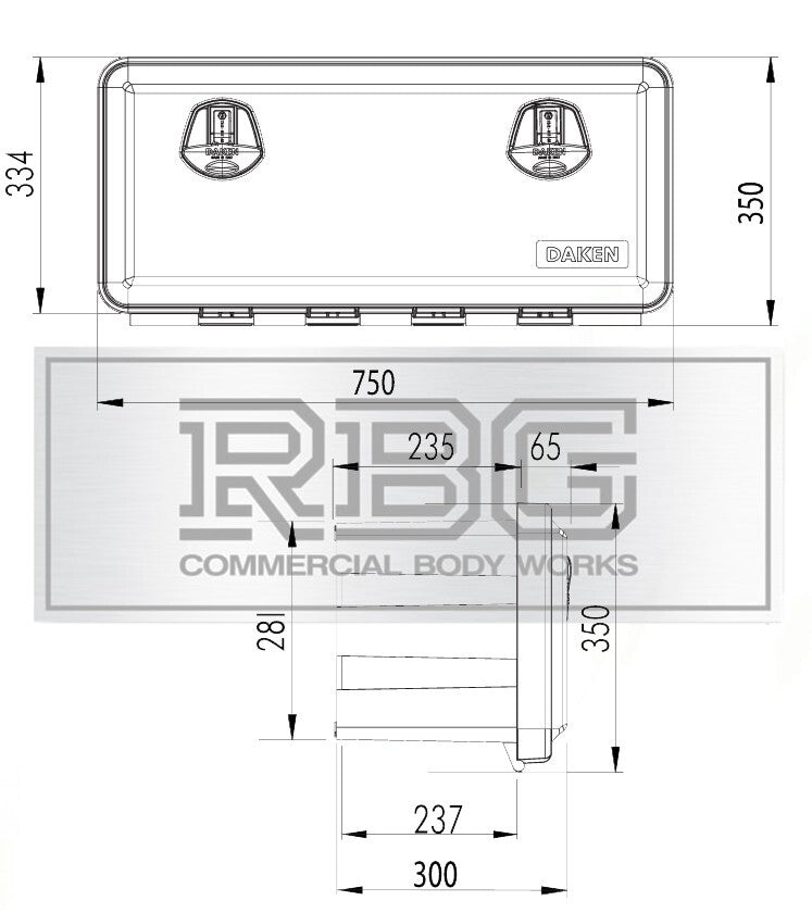 DAKEN Toolbox JUST 750 x 350 x 300 Lorry Side Locker Truck Storage Box Tool Box