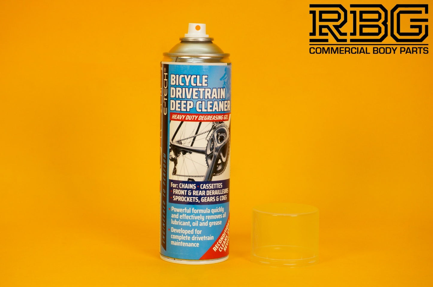 Bicycle Chain Drivetrain Cleaner E-TECH 500ml Bike Deep Fast-Acting Gel Cleaner