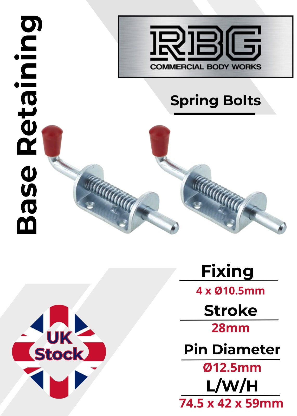Spring Loaded Retaining Shoot Bolts - Gate Door Catch Stable Horse Box Trailer