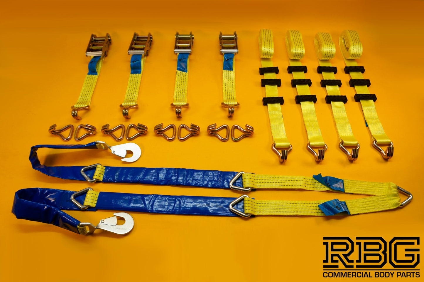 Recovery Ratchet Strap 4Pc SET 4m Over Wheel 5T + Winching Assistance Strap 1.5m