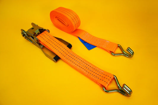 Ratchet Tie Down Strap 3Ton 50mm High-Visibility Orange 6m Lashing Cargo Safety