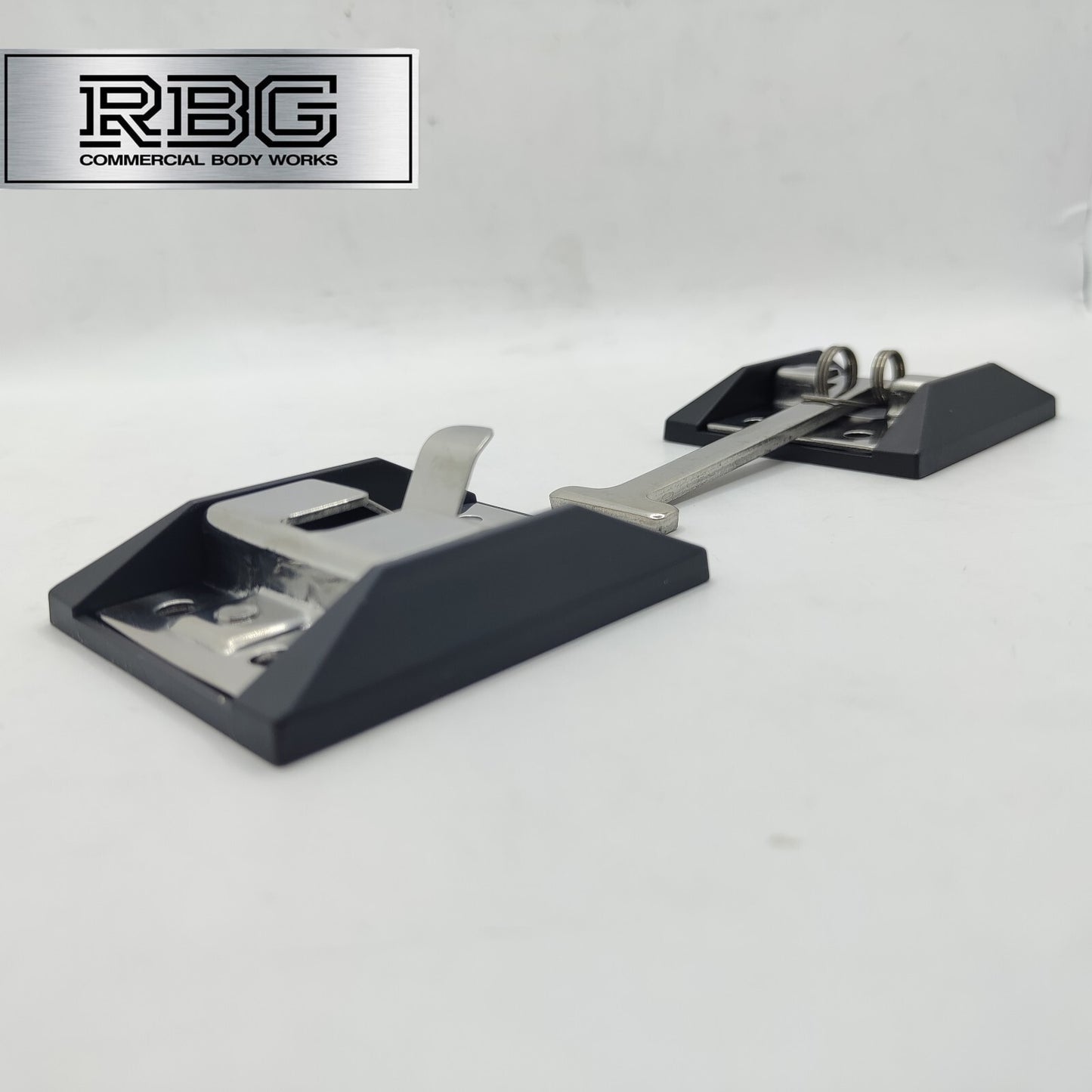 1x Door Retainer Sprung T Hook 95mm + Catch Plate & Bases Horsebox Trailer Truck
