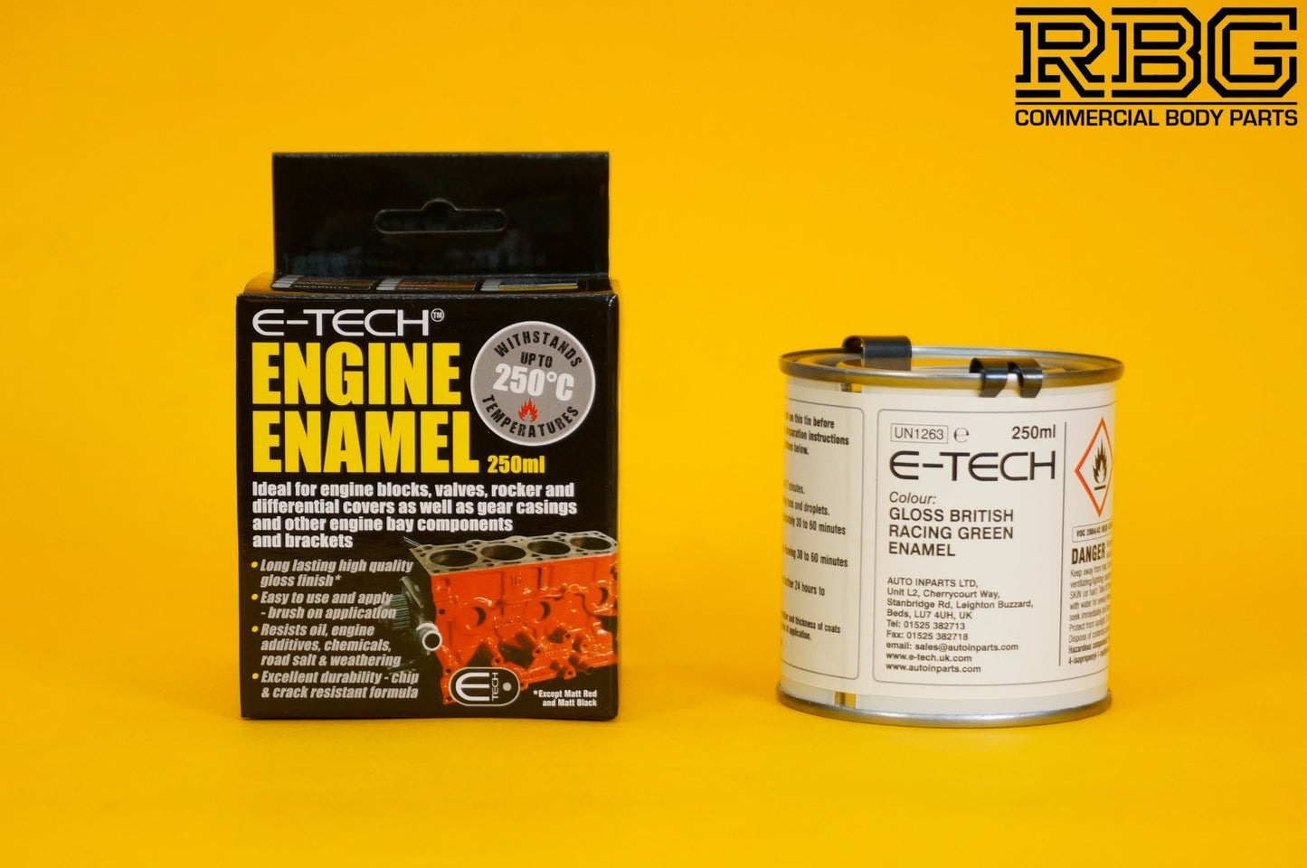 Engine Enamel Paint BRITISH RACING GREEN Gloss E-TECH 250ml Heat Resistant Car